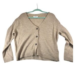Old Navy Womens Medium Knit Cardigan Tan Brown Long Sleeve Button Up Sweater NWT